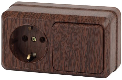 Блок накладной Эра Intro Quadro розетка 1-м.+выключатель 1-кл. венге картинка